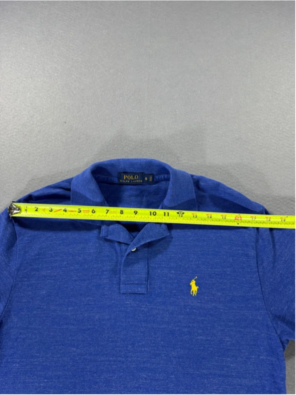 Ralph Lauren Blue Polo Shirt with Yellow Emblem Size Small